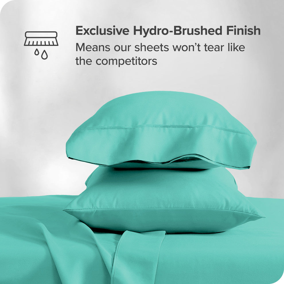 Bare Home 1800 Microfiber Sheet Set, Turquoise, King