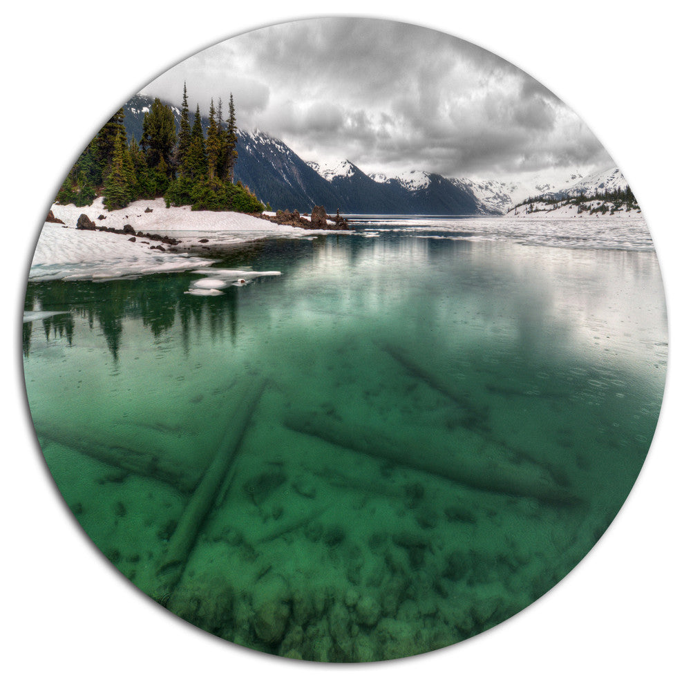 Crystal Clear Lake And Mountains, Landscape Art Round Wall Art, 36"