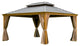 Hardtop Gazebo with Galvanized Steel Double Canopy, Yellow Brown