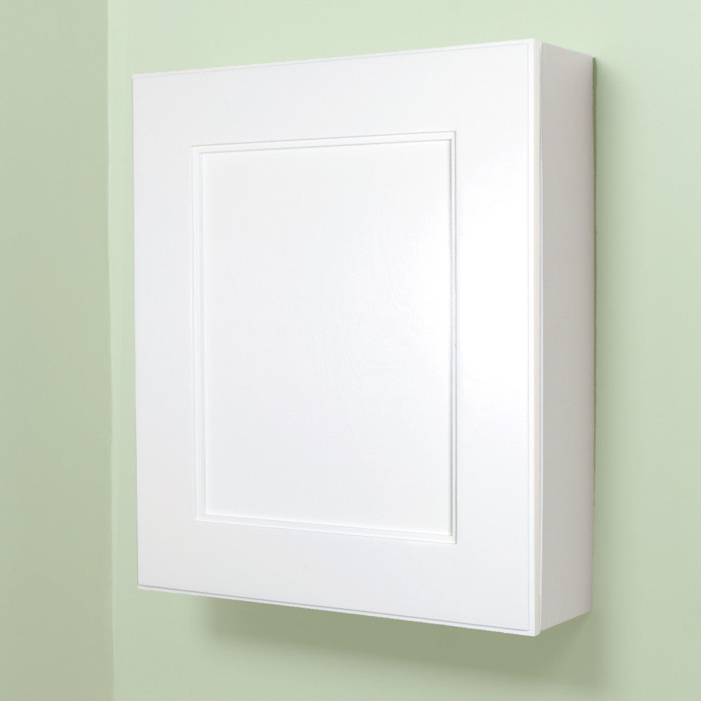 White Shaker Style Wall-Mount Medicine Cabinet, Shaker White Plain Panel