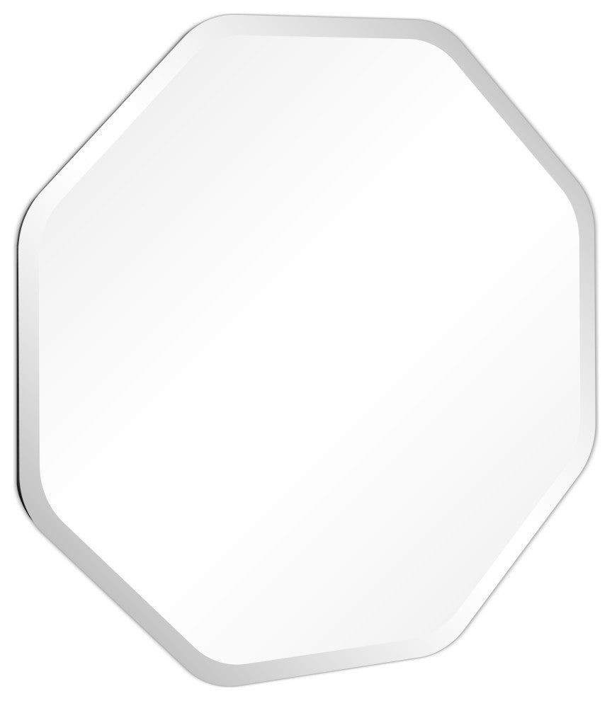 Frameless Beveled Octagonal Black Matte Finished Wall Mirror