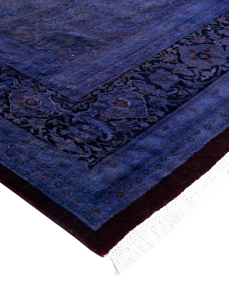 Overdyed One-of-a-Kind Hand-Knotted Area Rug Purple, 9' 1" x 12' 1"