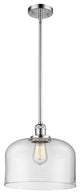 1-Light X-Large Bell 12" Pendant, Polished Chrome, Glass: Clear