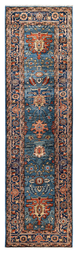 Serapi One-of-a-Kind Hand-Knotted Area Rug Light Blue, 2'7" x 9'6"