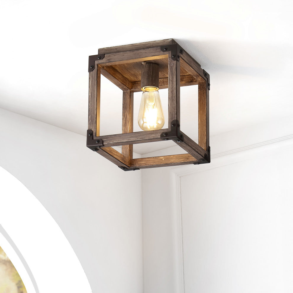 Magnolia Iron LED Flush Mount, Brown, 8"