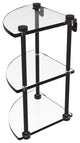 Three Tier Corner Glass Shelf, Oil Rubbed Bronze