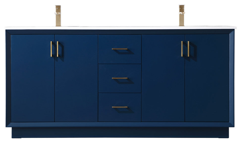 72" Double Bathroom Vanity, Blue