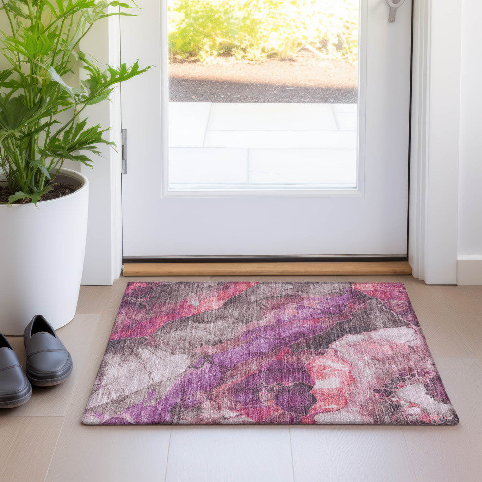 Machine Washable Indoor/Outdoor Chantille ACN1864 Blush 1'8" x 2'6" Rug