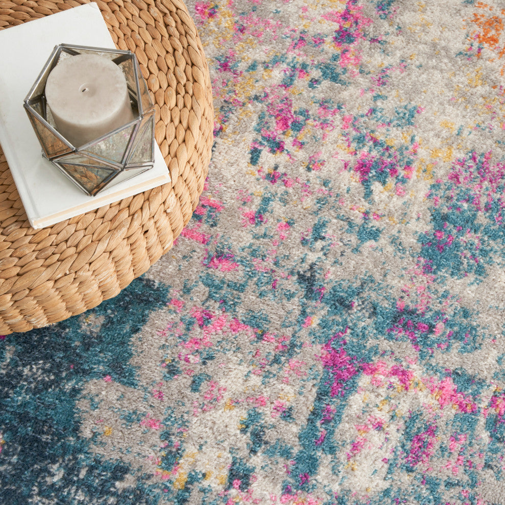 Nourison Passion 5'3" x Square Ivory Multicolor Modern Indoor Rug