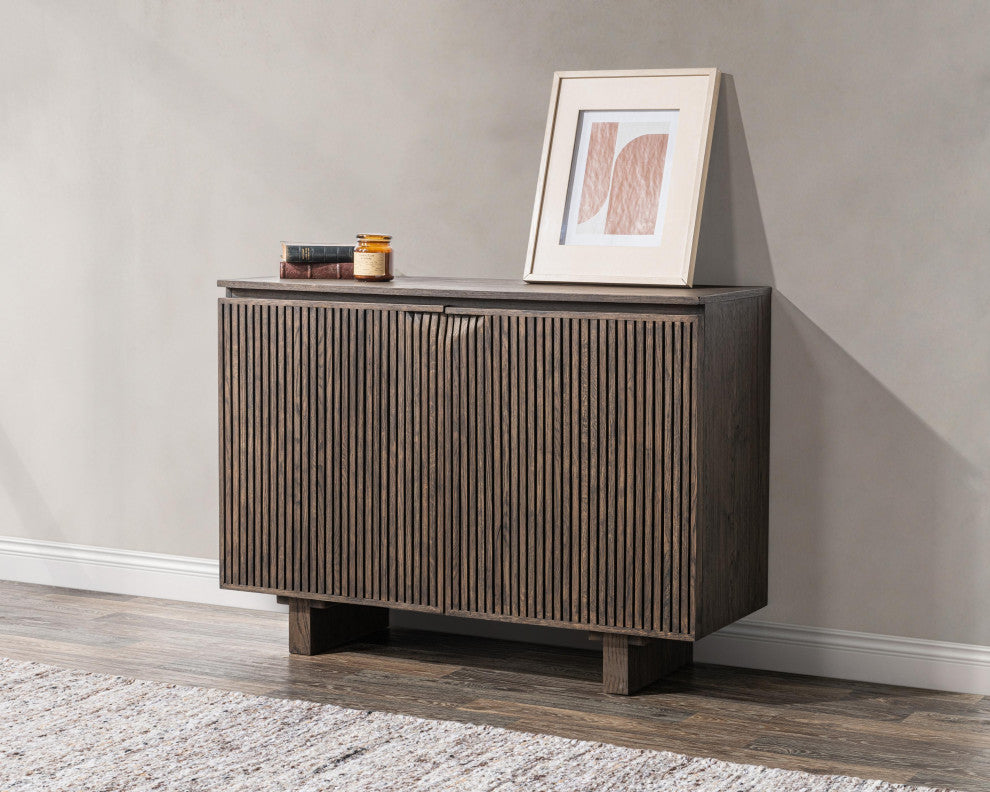 Roya 82" Oak Wood 3-Door Sideboard Buffet, Toasted Brown, 2-Door