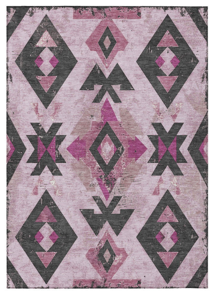 Machine Washable Indoor/Outdoor Chantille ACN1882 Pink 10' x 14' Rug