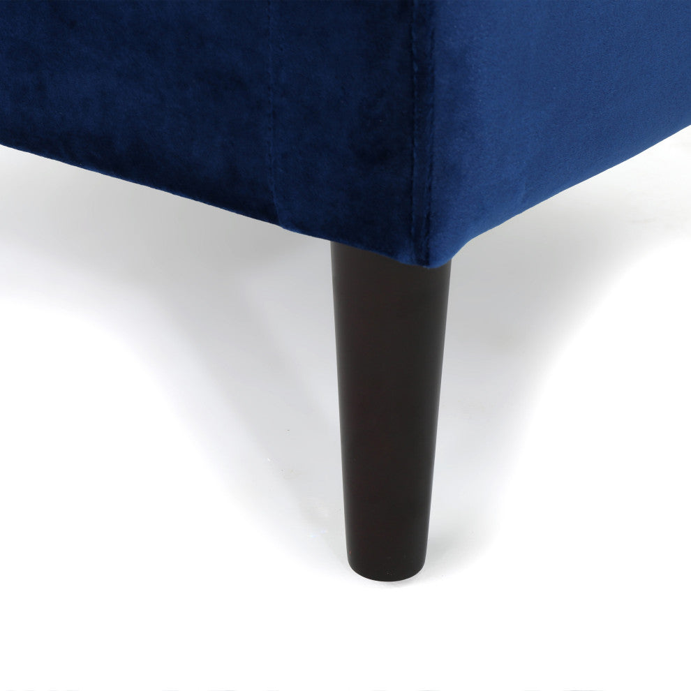 GDF Studio Kalani Tufted New Velvet Ottoman, Navy Blue