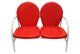 Retro Metal Tulip 2-Seat Double Chair, Vibrant Red and White