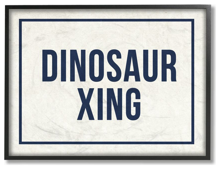 The Kids Room by Stupell Dinosaur Crossing Blue Kids Word Design, 16 x 20
