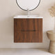 24 inch Wall-Mounted Bathroom Vanity Set with Ceramic Integrated Sink, Walnut