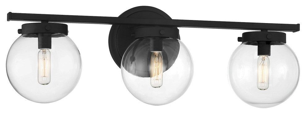 3-Light Bathroom Vanity Light, Matte Black