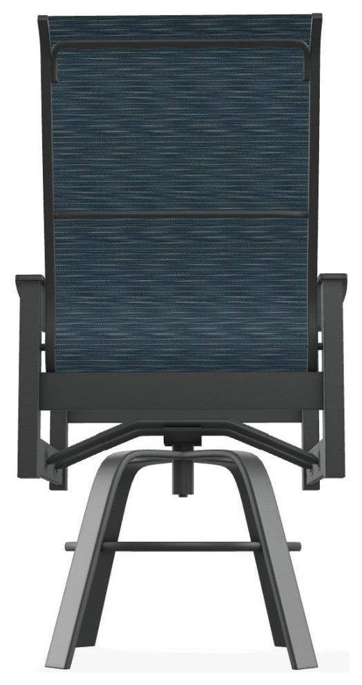 Leeward Sling Balcony Height Outdoor Swivel Armchair, Nimbus Ocean/Graphite