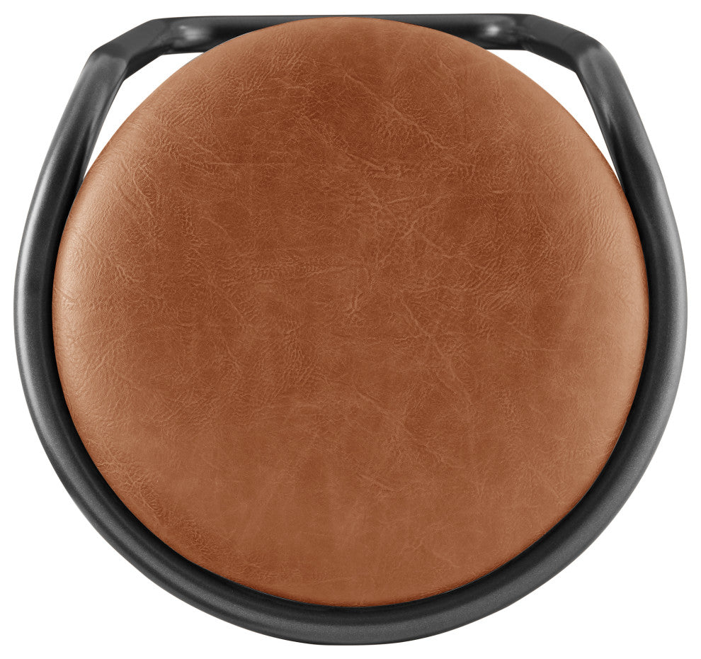Elijah PU Gaslift Bar Stool,, Set of 2, Toasted Caramel