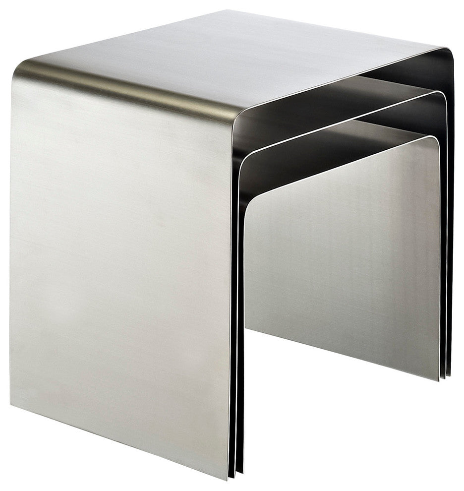 Modern Contemporary Living Room Metal Nesting Table Silver