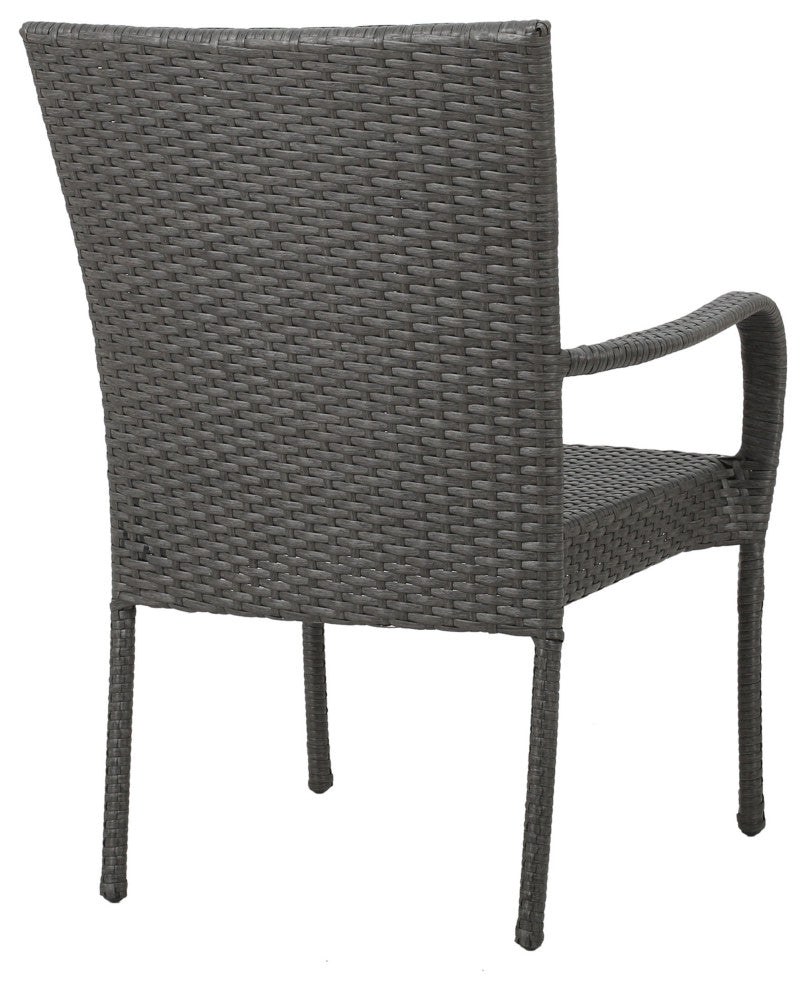 GDF Studio Sultana Outdoor Gray Wicker Stackable Club Chairs, Set of 2