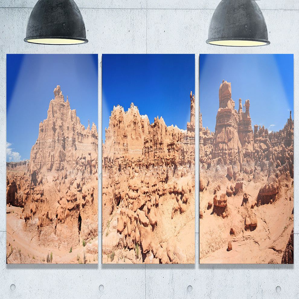 "Hoodoo Rock Pinnacles in Goblin Valley" Metal Wall Art, 3 Panels, 36"x28"