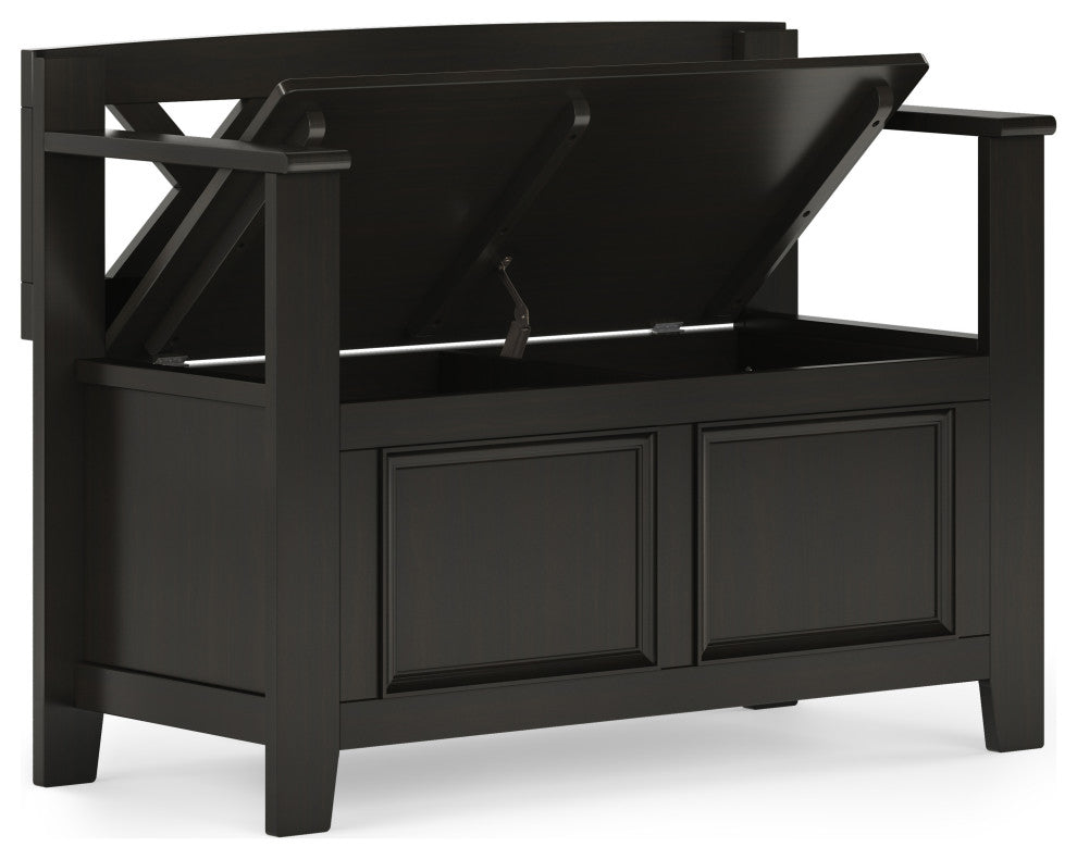 Amherst Solid Wood Small Entryway Storage Bench, Hickory Brown