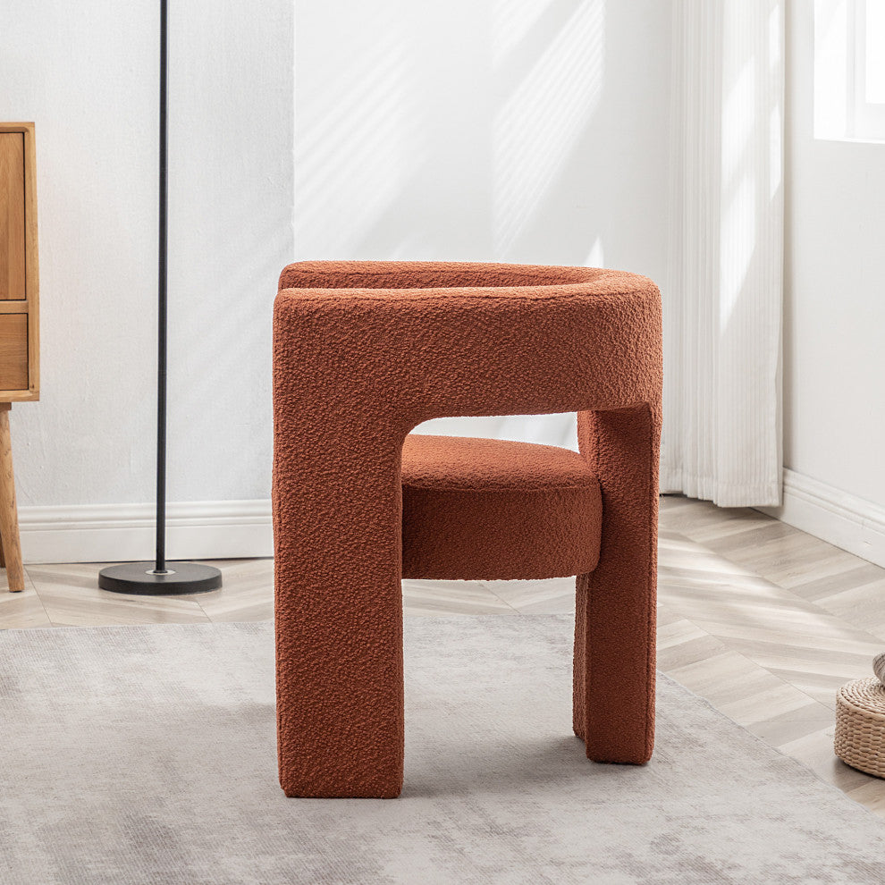 28" Wide Boucle Upholstered Square Armchair, Caramel