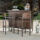 GDF Studio 3-Piece Isabel Brown Acacia and Rustic Metal Bar With Barstools, set