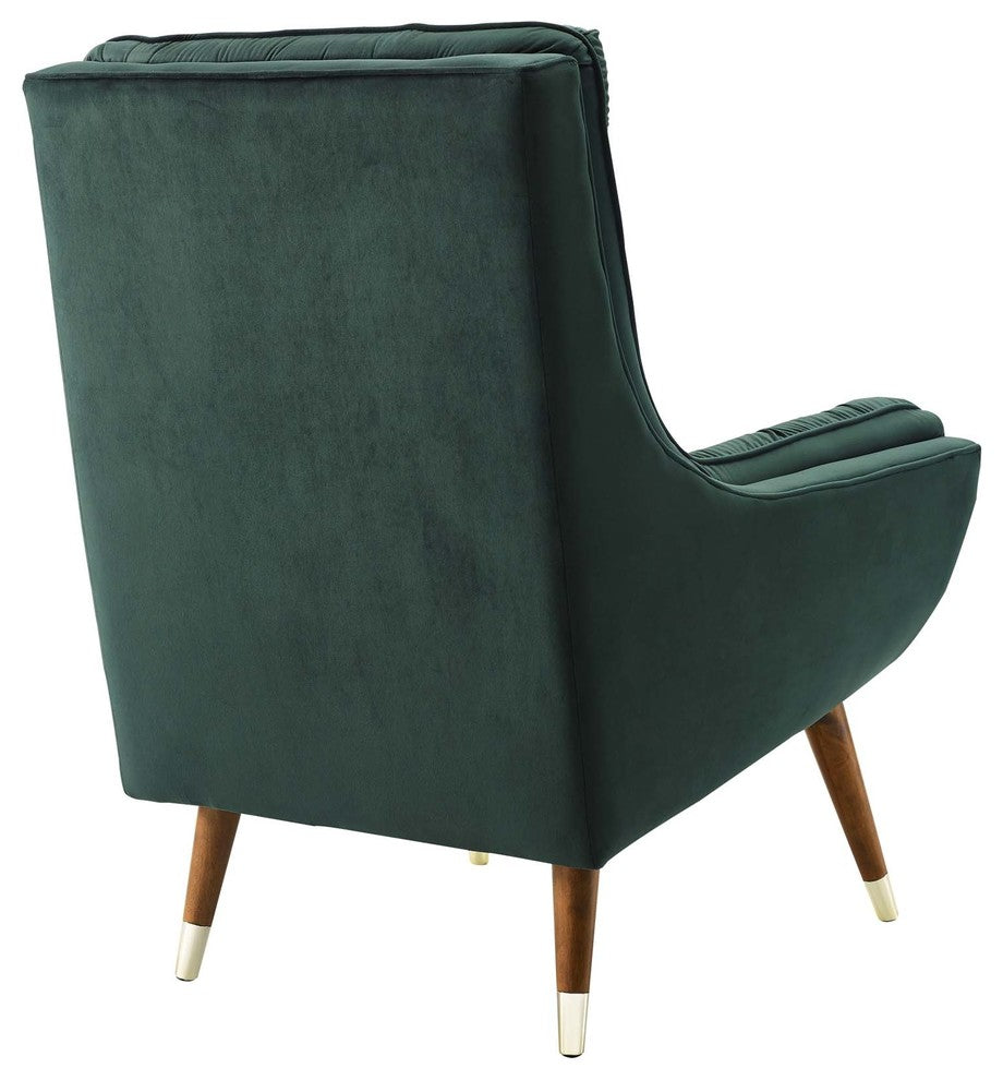 Suggest Button Tufted Upholstered Velvet Lounge Chair, Green