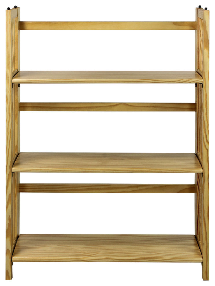 3 Shelf Folding Bookcase, Natural, Large, 3 Shelf