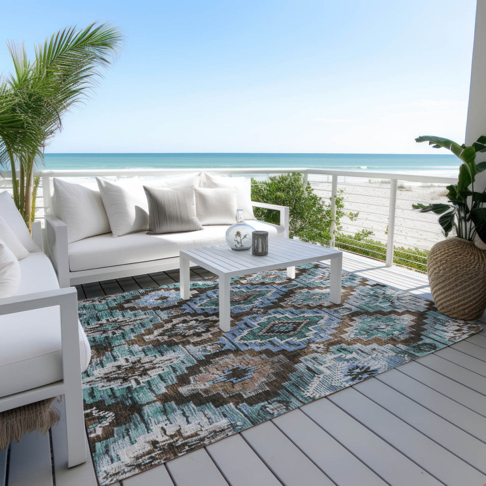 Machine Washable Indoor/Outdoor Chantille ACN1891 Brown 3' x 5' Rug