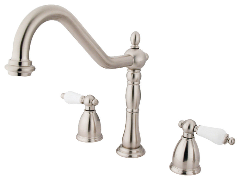 Kingston Brass Widespread Kitchen Faucet, Brushed Nickel