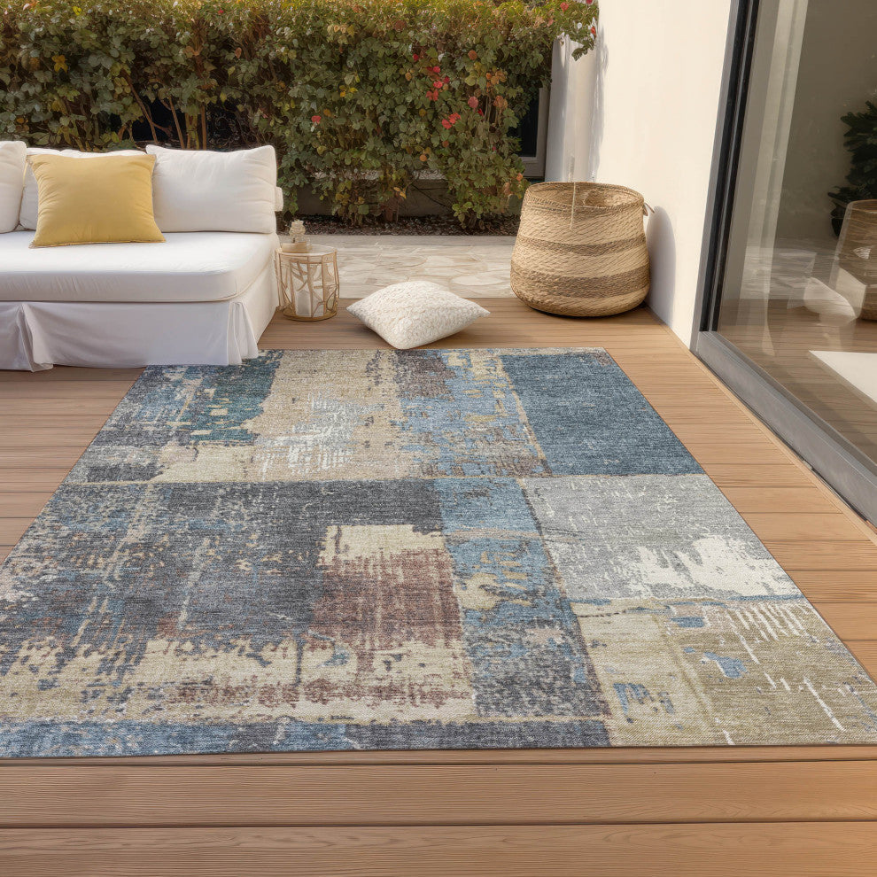 Machine Washable Indoor/Outdoor Chantille ACN1866 Beige 9' x 12' Rug