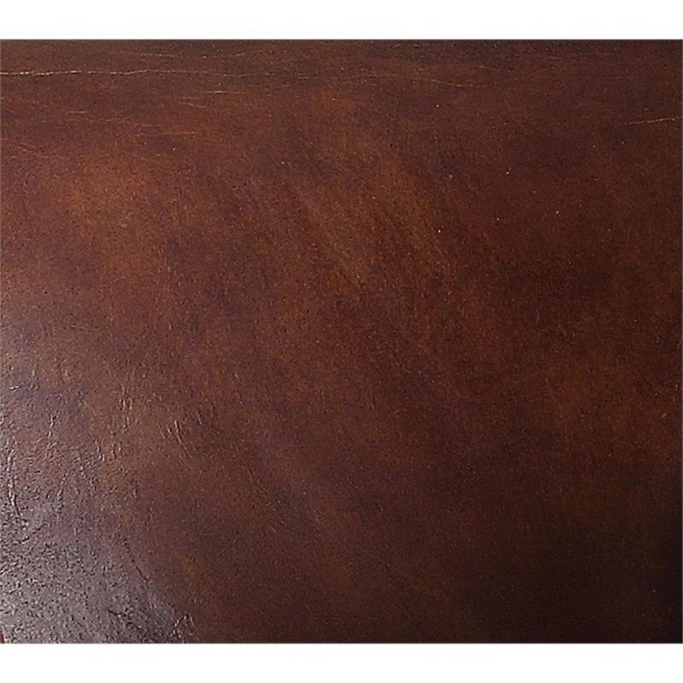 ACME Leeds Top Grain Leather Upholstery Accent Chair in Vintage Dark Brown