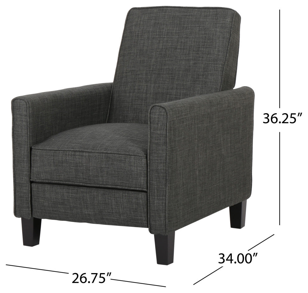 GDF Studio Hinus Indoor Upholstery Club Chair Recliner, Dark Forest Gray