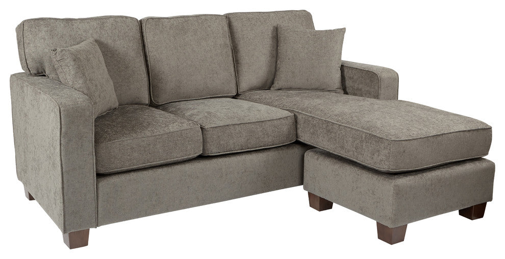 Russell Sectional, Taupe fabric With 2 Pillows and Coffeeed Legs