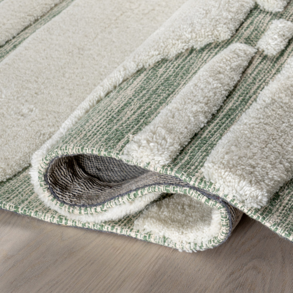 Babai New Zealand Wool Area Rug, Green 4'x6'