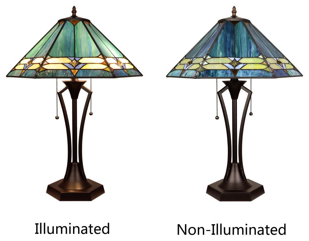 Hyland Geometric Style 2-Light Table Lamp 18" Shade