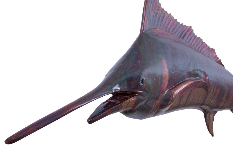Blue Marlin Fish Wall Sculpture, Copper Patina