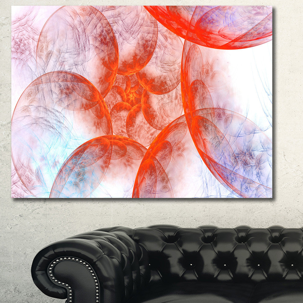 Large Red Fractal Circles, Floral Canvas Art Print, 40"x30"