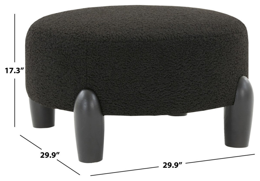 Safavieh Couture Perez Scandinavian Round Ottoman, Black