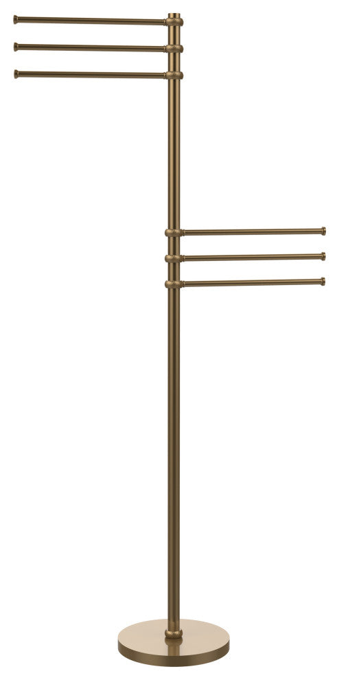 Towel Stand with 6 Pivoting 12" Arms, Brushed Bronze