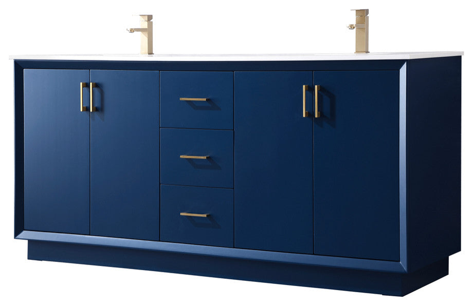 72" Double Bathroom Vanity, Blue