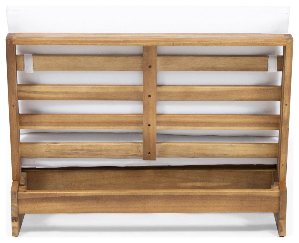 Emma Outdoor Acacia Wood Club Chairs With Cushions, Set of 2, White