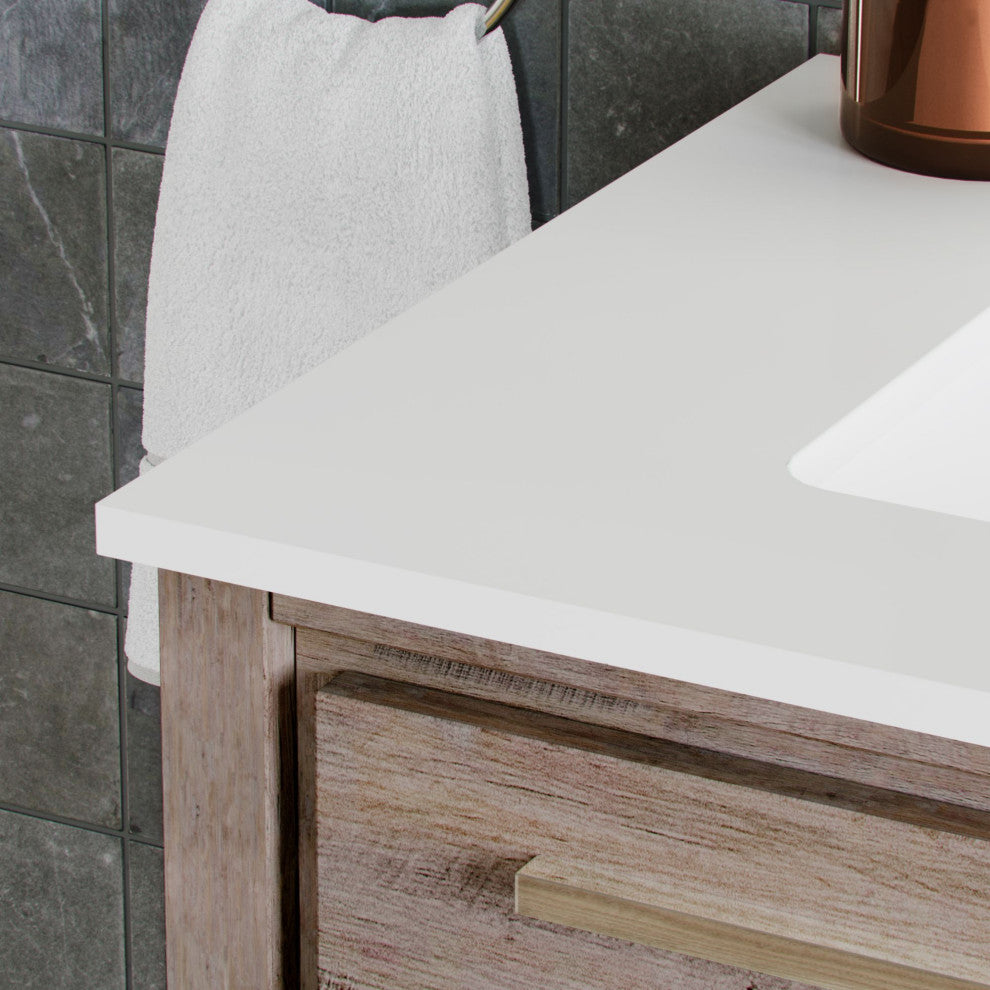 Esconde Bath Vanity, Natural Wood, 30", Single Sink, Freestanding