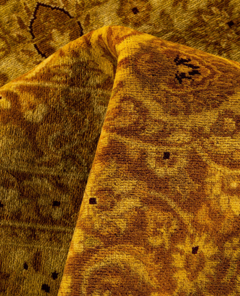 Overdyed One-of-a-Kind Hand-Knotted Area Rug Yellow, 8' 1" x 10' 5"