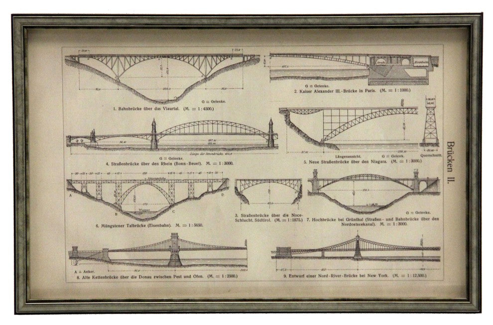 German Bridges Brucken II, Silver And Black Shadowbox