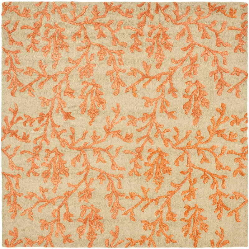 Safavieh Soho Soh214A Floral Rug, Green/Gold, 6'0"x6'0" Square
