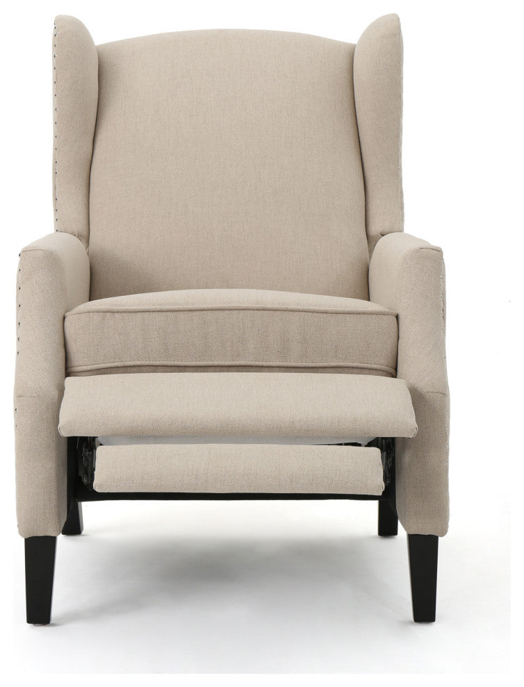 GDF Studio Corbin Fabric Recliner, Set of 2, Wheat and Dark Brown