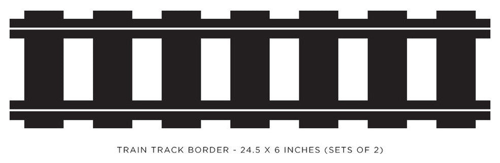 Railroad Track Wall Border Fabric Wall Decal, Set of 2, 24"x6" Sections